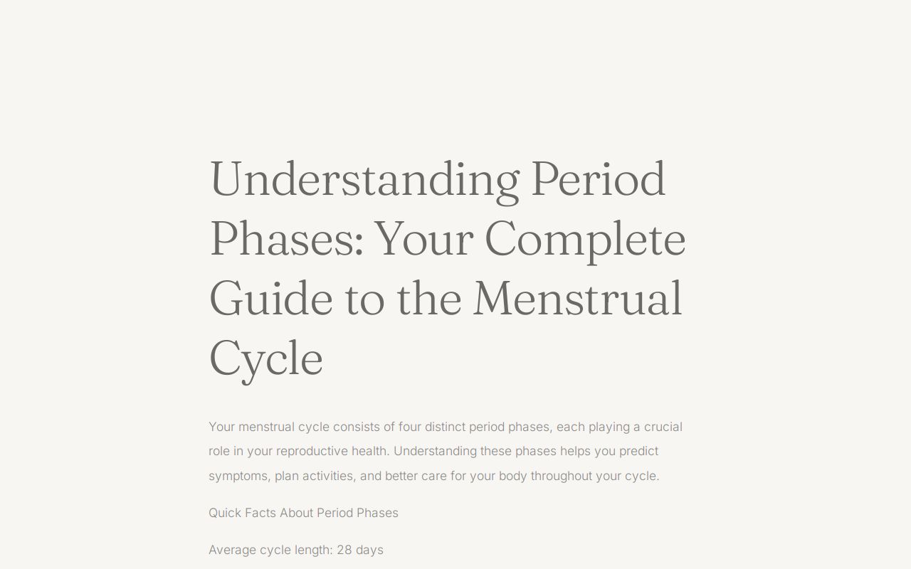 Period Phases: Complete Guide to Your Menstrual Cycle | PeriodPhases.com